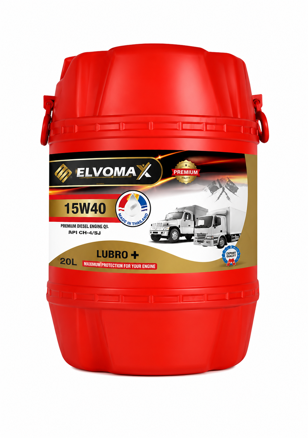 elvomax turbo+ premium multi purpose 15w 40 engine oil (50l drum)